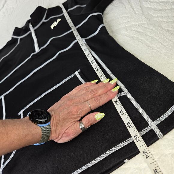 FILA Sport EUC running 1/4 zip pullover long sleeve Medium black white - Picture 12 of 16